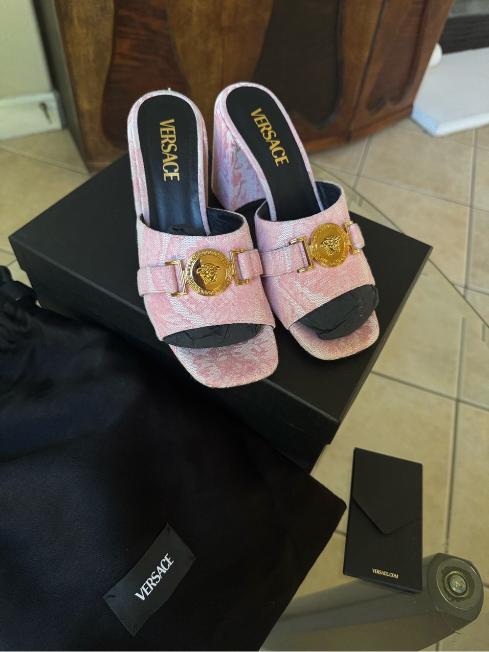 Versace Canvas Floral Print Slides